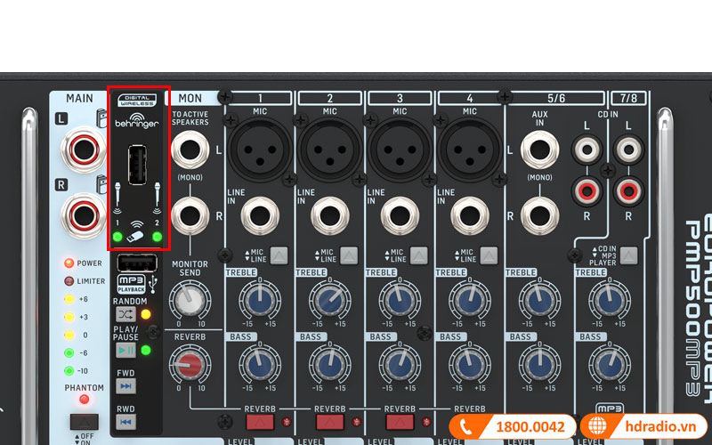ket noi khong day Ban mixer Behringer PMP 500MP3