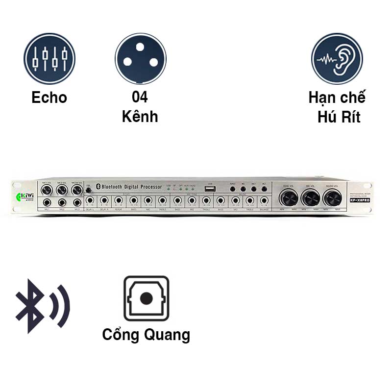 Vang cơ Kiwi KF X8 Pro, Bluetooth 4.0, DSP Digital Echo, Cổng Optical