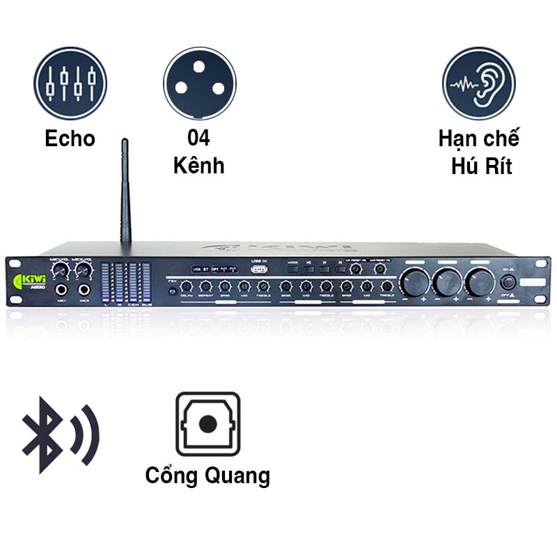 Vang cơ Kiwi VK2000, 4CH, Bluetooth, Optical, Chống hú