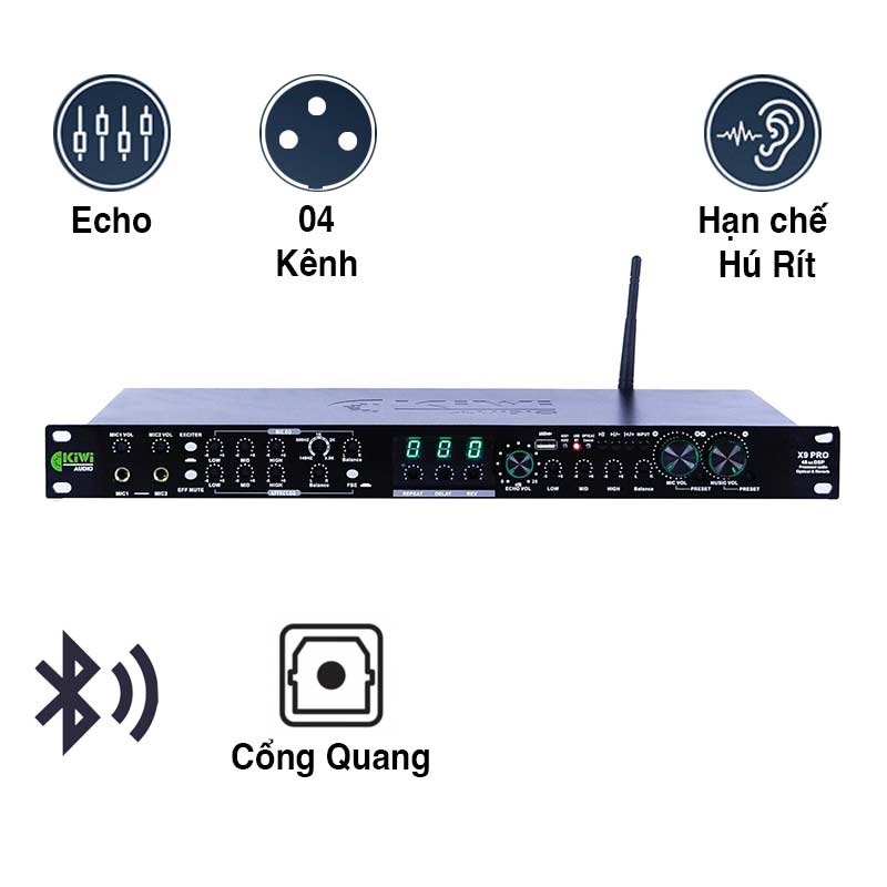 Vang cơ lai số Kiwi X9 Pro, Bluetooth, Optical