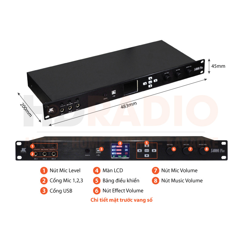 Chú thích Vang số JKaudio X6000 Plus