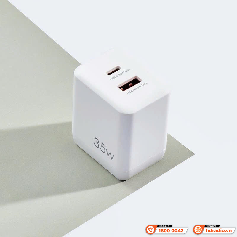 Sạc 9FIT PD 35W 1A1C GaN White - 9FAC001W