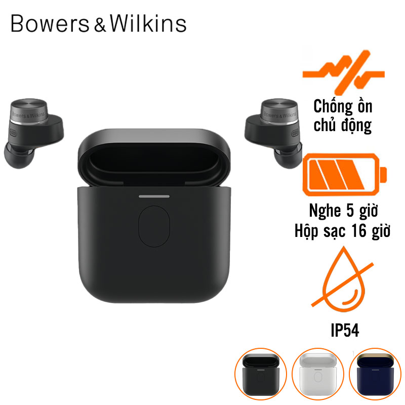 Tai Nghe B&W Pi7 S2 (Không Dây, Chống Ồn, Pin 21 Giờ, IP54, Bluetooth 5.0)