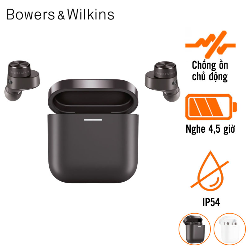Tai Nghe B&W PI5 (Không Dây, Chống Ồn, Pin 4,5 Giờ, IP54, Bluetooth 5.0)