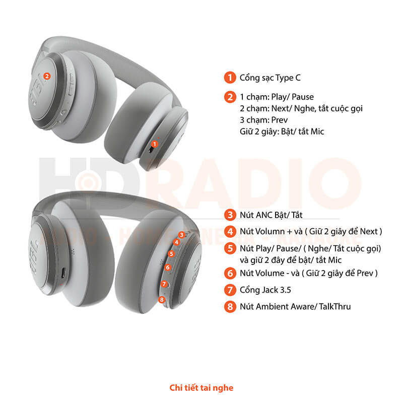 Tai Nghe JBL Live 770NC Bluetooth 5.3, Pin 65 Giờ, Chống Ồn, Tính năng Smart Ambient-6