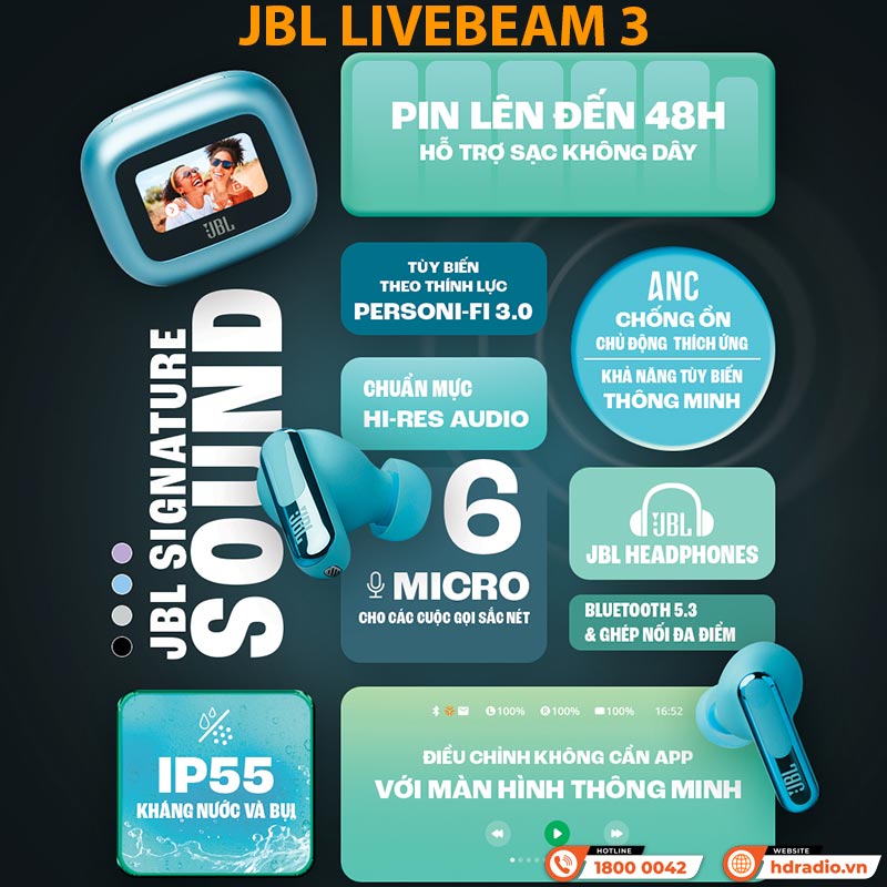 tính năng Tai nghe JBL Live Beam 3 chính hãng mới