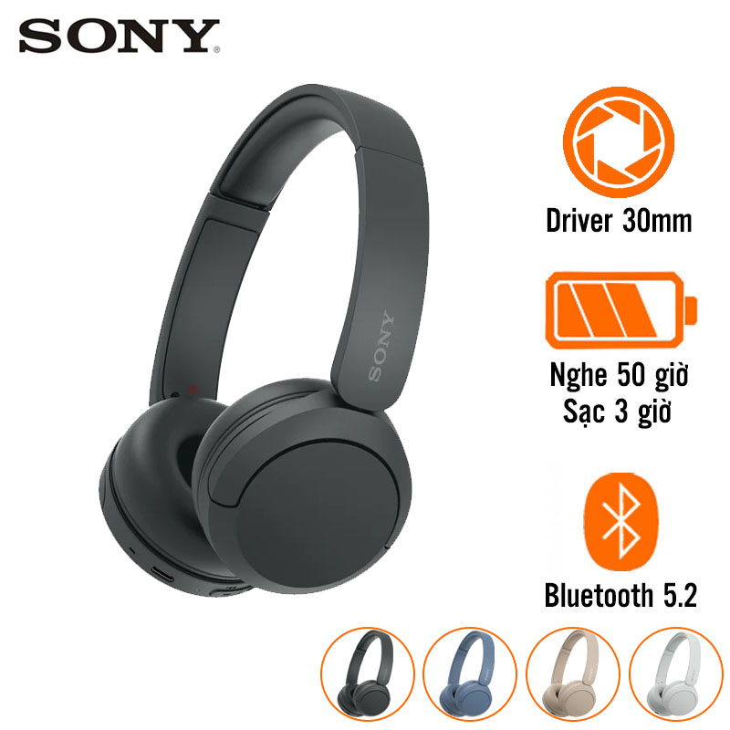 Tai Nghe Sony WH-CH520 (Chụp Tai, Pin 50 Giờ, Bluetooth 5.2)