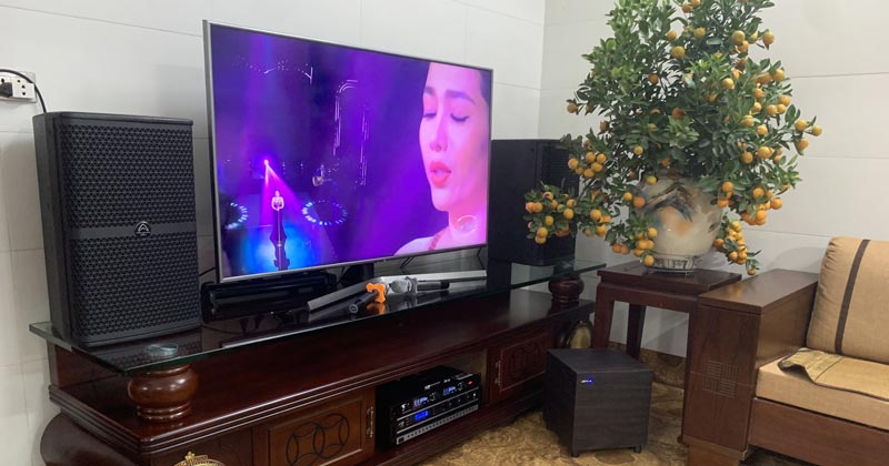 Lắp dàn karaoke 35 triệu cho gia đình anh Khương ở Tây Hồ, Hà Nội (Loa Wharfedale WH10 NEO, Đẩy Liền Vang Kiwi PD8000, Micro JKAudio K300)