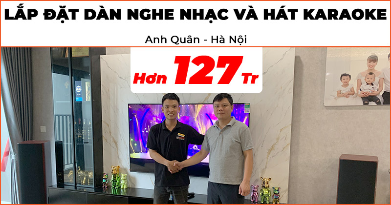 Lắp đặt Dàn nghe nhạc và hát karaoke trị giá hơn 127 triệu đồng cho anh Quân ở Cầu Giấy, Hà Nội (JBL Studio 698, sub JBL 660P, JBL VX8, VM300, Denon PMA-1700NE)