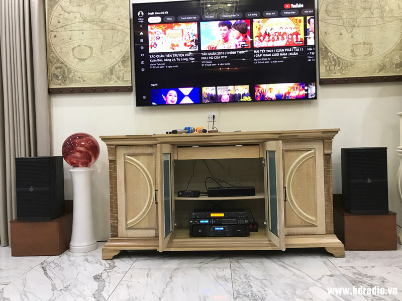 Lắp dàn loa full anh Sơn quận Hoàng Mai, Hà Nội (Loa Wharfedale WH10 NEO, Vang cơ JA TF6 Pro, Cục công suất JKAudio H2600, Micro không dây JKAudio B9)