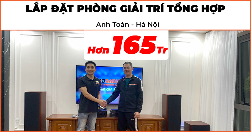 Hoàn thiện phòng giải trí tổng hợp trị giá hơn 165 triệu đồng cho anh Toàn ở Quận Long Biên, Hà Nội (JBL Studio 698, sub JBL Studio 660P, Denon PMA-1700NE, JKaudio X9900 Pro, B9, Bose Smart Soundbar 900)