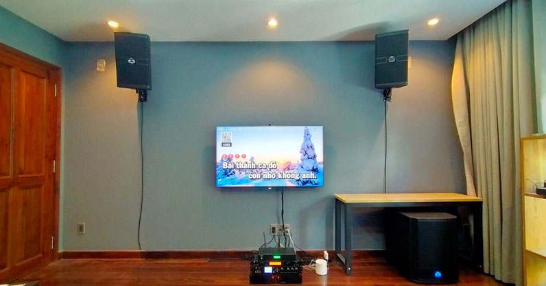 Lắp dàn karaoke Cao Cấp cho anh Nhật Anh ở Quận 7, Hồ chí Minh (Loa Wharfedale ANGLO E10, Wharfedale CPD2600, JK B9, JK X9000, Sub Wharfedale AX15B, Đầu ViệtK Plus 4TB)