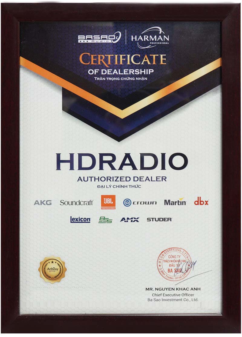 Chứng nhận HDRadio là đơn vị phân phối độc quyền Series JBL KPS tại Việt Nam 2025-2025