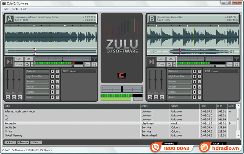 giao diện phần mềm Zulu DJ Software