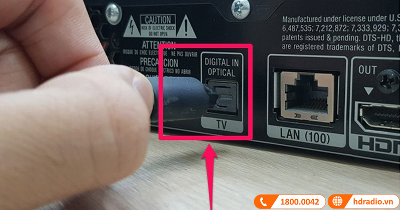 Cong optical tren tivi sony