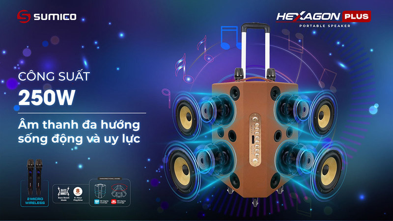 Sumico ra mắt loa kéo karaoke Hexagon Plus Sumico ra mắt loa kéo karaoke Hexagon Plus