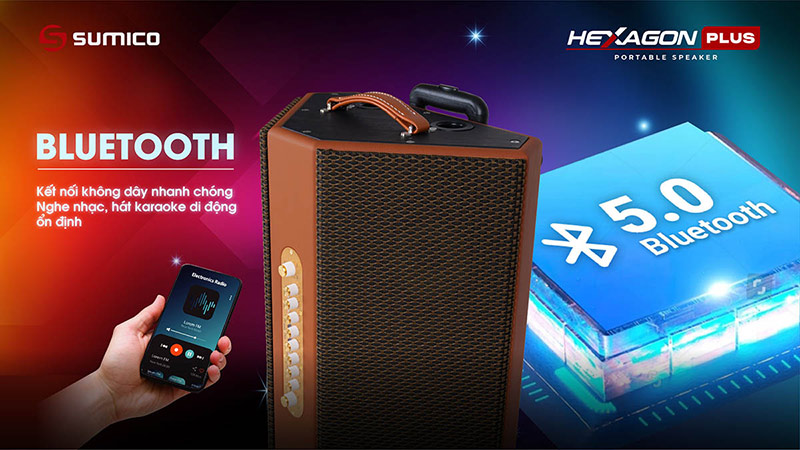 Việc nghe nhạc và Karaoke di động qua kết nối Bluetooth 5.0, cổng USB hoặc giải trí cùng Tivi qua kết nối Optical, HDMI. Ngõ vào cũng cho phép kết nối thêm micro và đàn guitar. Việc nghe nhạc và Karaoke di động qua kết nối Bluetooth 5.0, cổng USB hoặc giải trí cùng Tivi qua kết nối Optical, HDMI. Ngõ vào cũng cho phép kết nối thêm micro và đàn guitar.