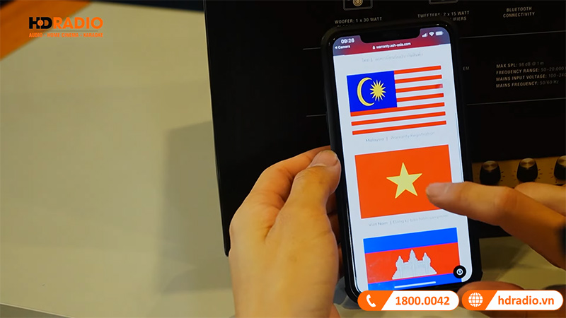 Trên trang kích hoạt bảo hành của hãng Marshall Chọn Quốc Gia Việt Nam