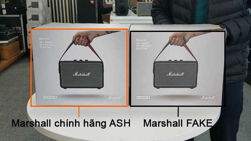 Phân biệt loa Marshall Kilburn 2 thật giả thông qua hộp loa