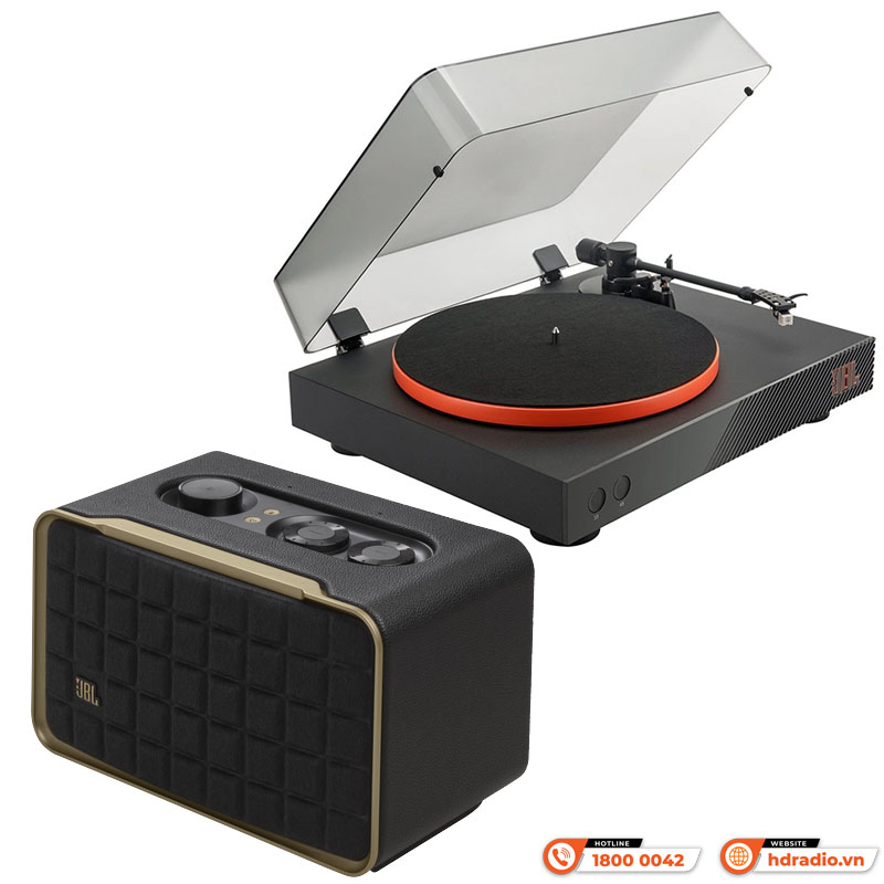 Combo nghe nhạc Đầu đĩa than JBL Spinner BT và Loa JBL Authentics 200