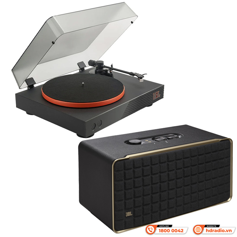 Combo nghe nhạc Đầu đĩa than JBL Spinner BT và Loa JBL Authentics 300