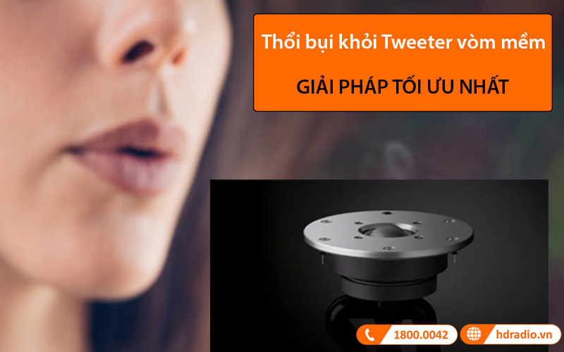 thổi nhẹ bụi vào hệ thống Tweeter vòm mềm