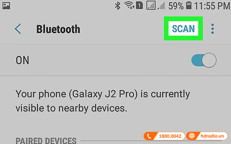 Kết nối tai nghe Bluetooth Click Scan